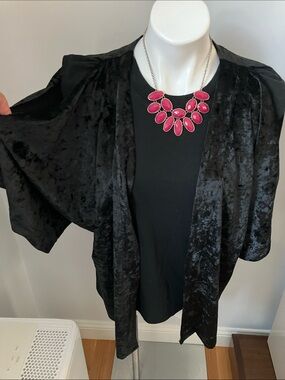 Black Velvet Open-Front Women's Sweater
